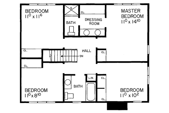 Floor Plan - Upper Floor for Adobe / Southwestern House Plan #72-731 - 4 bed, 2.5 bath