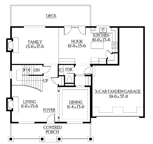 Architectural House Design - Craftsman Floor Plan - Main Floor Plan #132-370