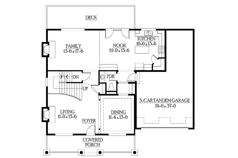 Architectural House Design - Floor Plan - Main Floor for Craftsman House Plan #132-370 - 4 bed, 3.5 bath