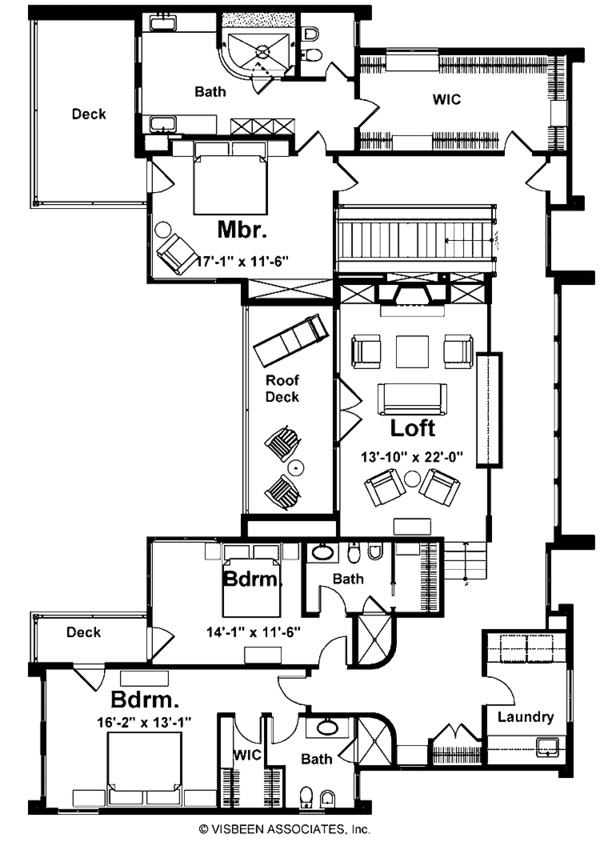 Architectural House Design - Contemporary Floor Plan - Upper Floor Plan #928-77