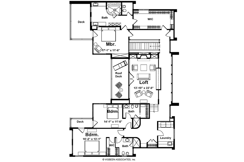 House Design - Floor Plan - Upper Floor for Contemporary House Plan #928-77 - 3 bed, 4.5 bath