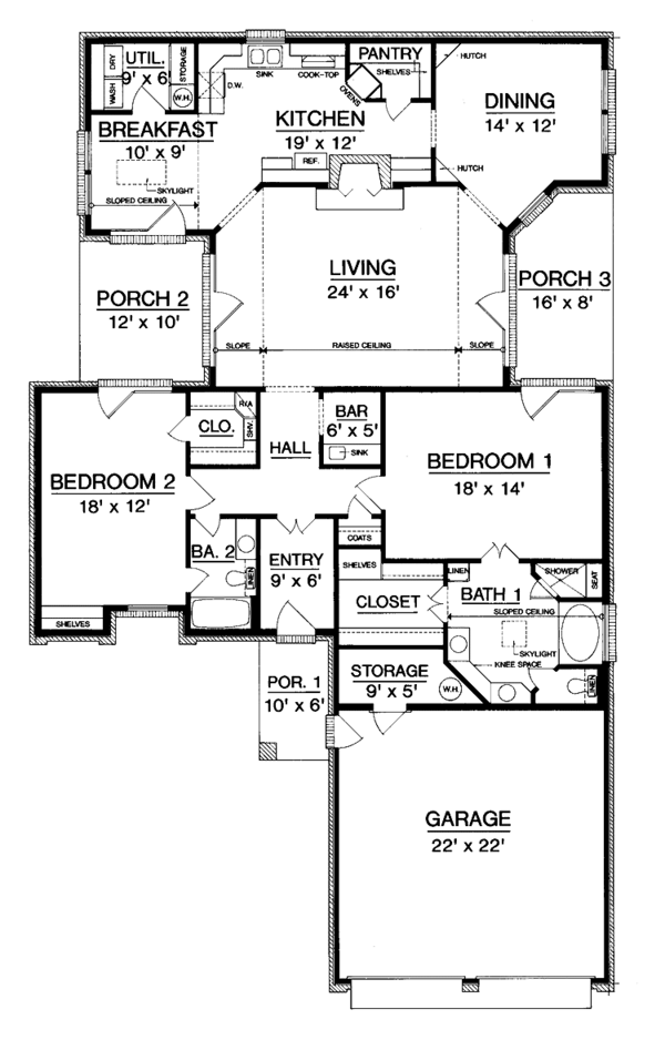 Architectural House Design - Ranch Floor Plan - Main Floor Plan #45-388