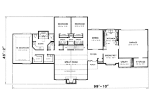 Floor Plan - Main Floor for Contemporary House Plan #10-152 - 3 bed, 2 bath
