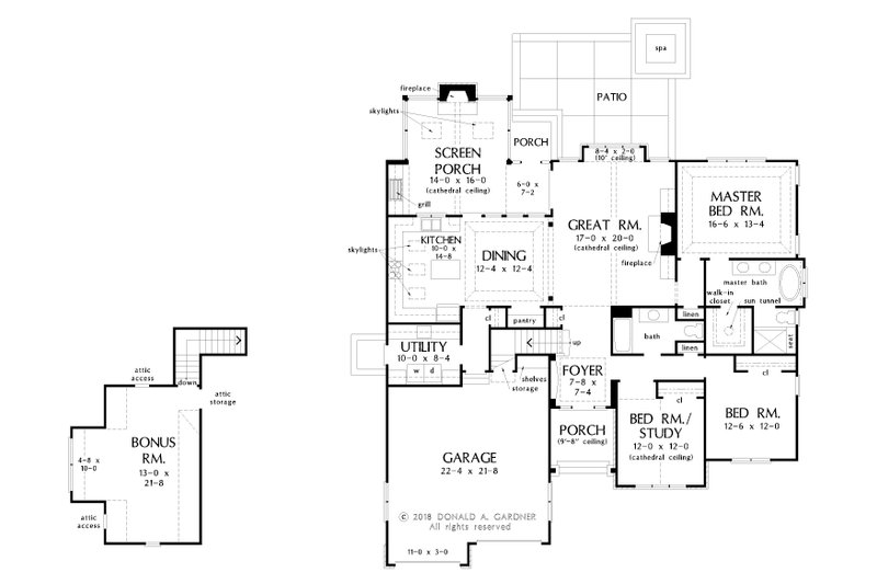 Architectural House Design - Floor Plan - Main Floor for Cottage House Plan #929-1098 - 3 bed, 2 bath