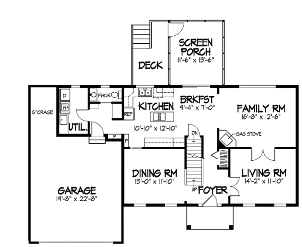 Home Plan - Colonial Floor Plan - Main Floor Plan #320-874