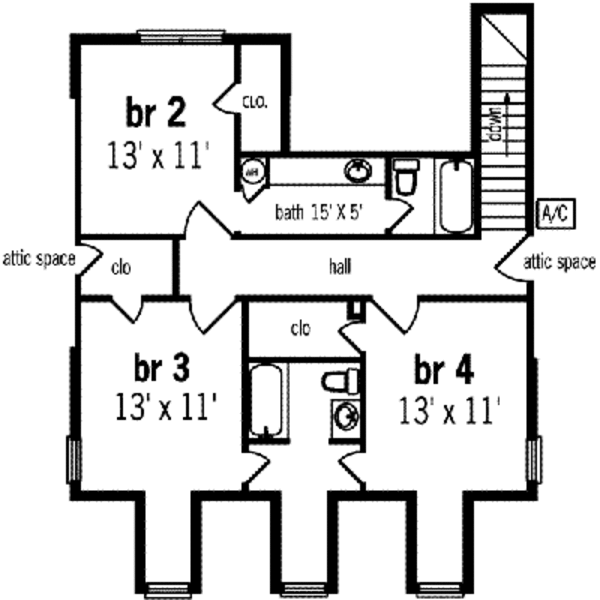 Southern Floor Plan - Upper Floor Plan #45-229