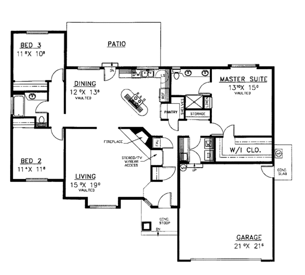 Architectural House Design - Contemporary Floor Plan - Main Floor Plan #60-809