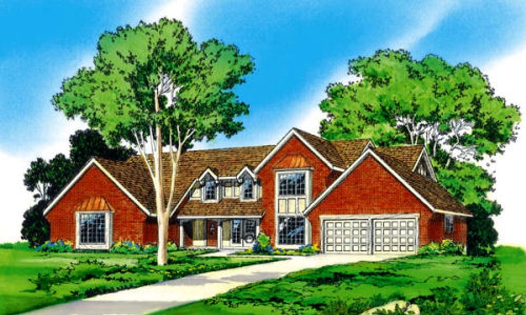 Exterior - Front Elevation 2 for Traditional House Plan #312-205 - 4 bed, 3.5 bath