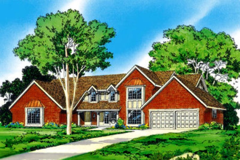 Exterior - Front Elevation 2 for Traditional House Plan #312-205 - 4 bed, 3.5 bath