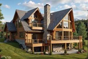 Architectural House Design - Log Exterior - Rear Elevation Plan #117-102