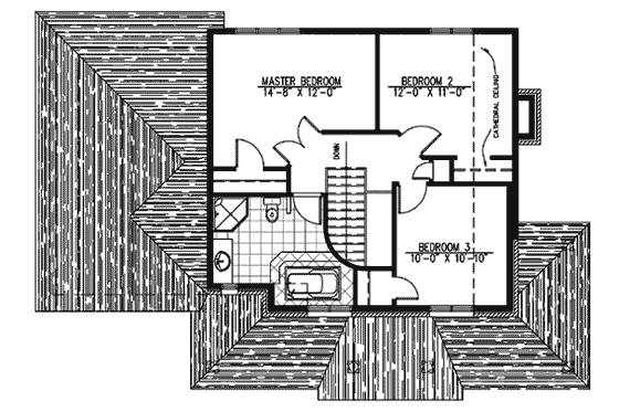 Floor Plan - Upper Floor for Traditional House Plan #138-276 - 3 bed, 1.5 bath