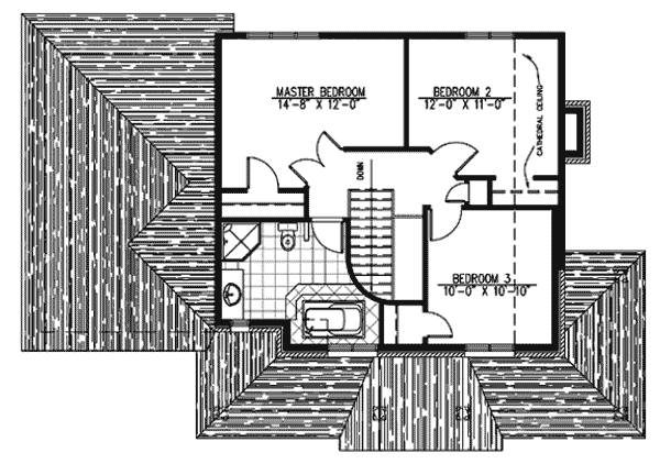 Floor Plan - Upper Floor for Traditional House Plan #138-276 - 3 bed, 1.5 bath