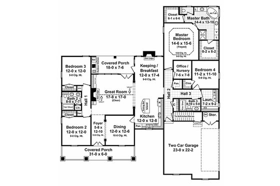 Floor Plan - Main Floor for Country House Plan #21-192 - 4 bed, 3 bath