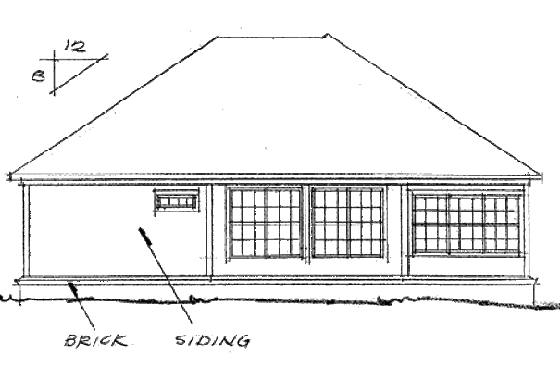 Exterior - Rear Elevation for Traditional House Plan #20-351 - 2 bed, 2 bath