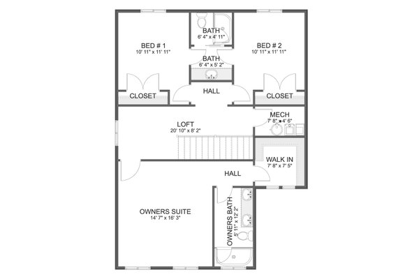 House Blueprint - Farmhouse Floor Plan - Upper Floor Plan #1060-382