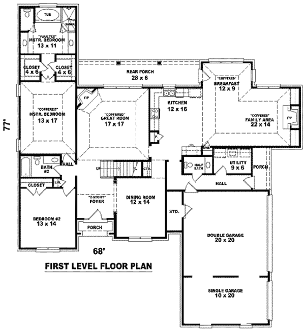 Floor Plan - Main Floor for Traditional House Plan #81-1210 - 4 bed, 3.5 bath