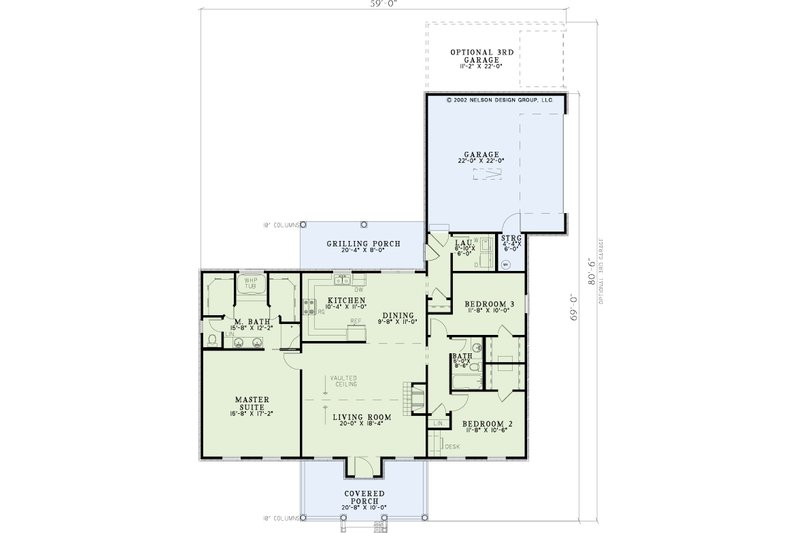 Home Plan - Floor Plan - Main Floor for Country House Plan #17-2856 - 3 bed, 2 bath