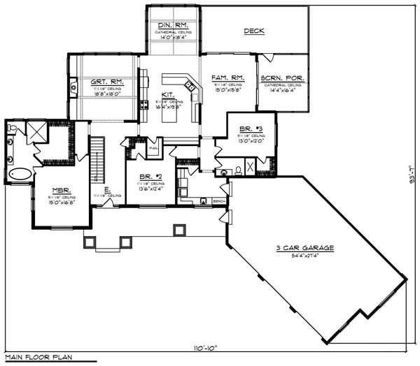 Dream House Plan - Ranch Floor Plan - Main Floor Plan #70-1468