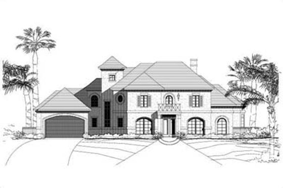 Exterior - Front Elevation for European House Plan #411-195 - 4 bed, 3.5 bath