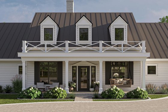 Exterior - Covered Porch for Colonial House Plan #455-415 - 3 bed, 2 bath