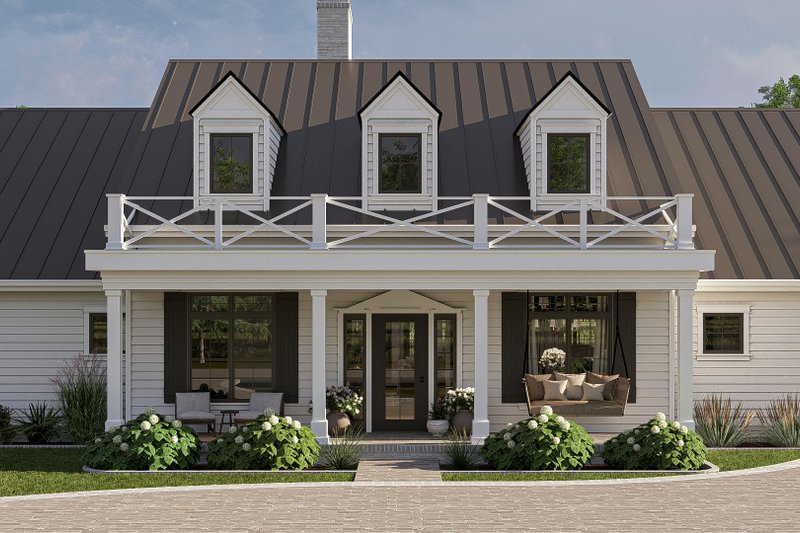 House Blueprint - Exterior - Covered Porch for Colonial House Plan #455-415 - 3 bed, 2 bath