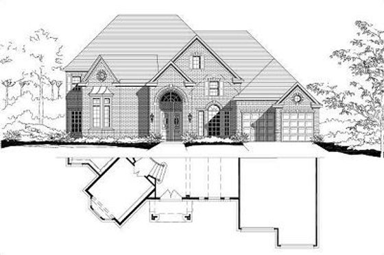 Exterior - Front Elevation for European House Plan #411-811 - 5 bed, 3.5 bath