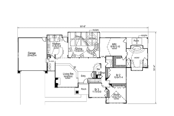 Floor Plan - Main Floor for Modern House Plan #57-266 - 3 bed, 2 bath