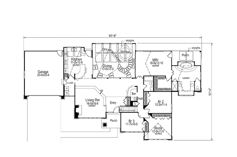 Dream House Plan - Floor Plan - Main Floor for Modern House Plan #57-266 - 3 bed, 2 bath