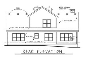 Exterior - Rear Elevation for Cottage House Plan #20-874 - 4 bed, 3 bath
