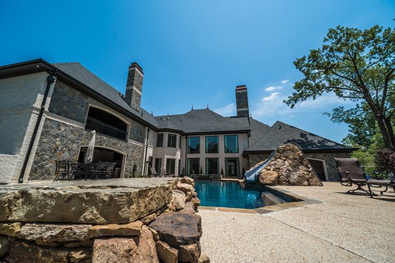 Exterior - Rear Elevation for European House Plan #923-112 - 5 bed, 6.5 bath
