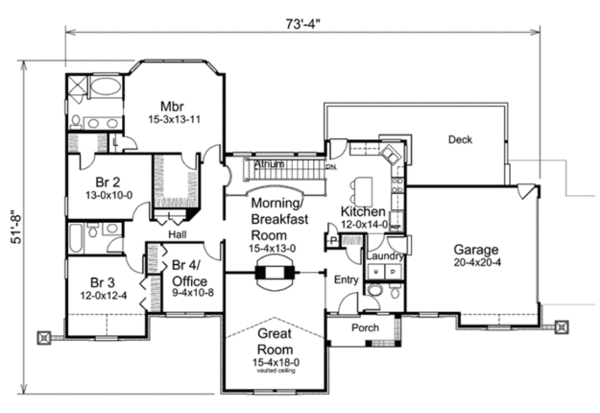 Architectural House Design - Traditional Floor Plan - Main Floor Plan #57-201