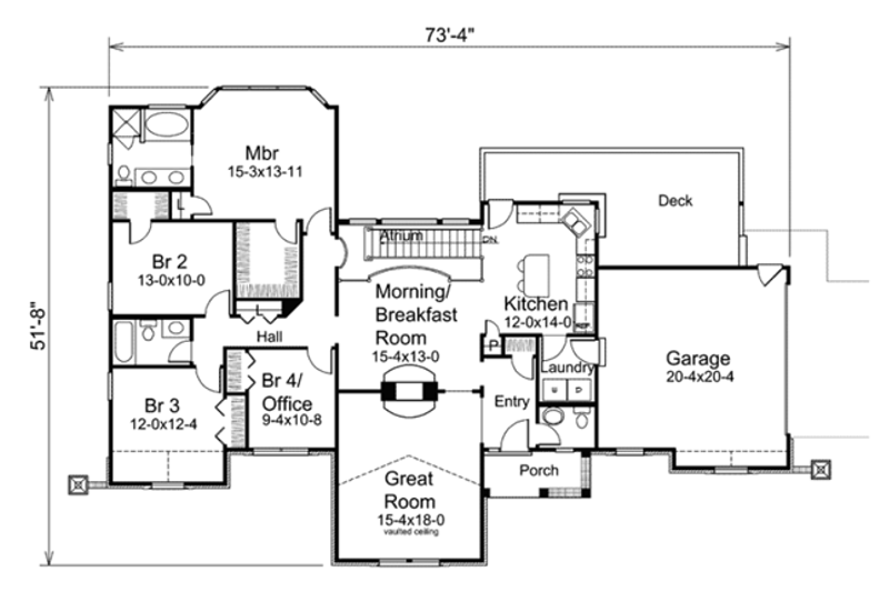 Home Plan - Floor Plan - Main Floor for Traditional House Plan #57-201 - 4 bed, 2.5 bath