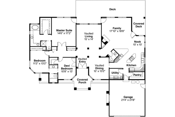 Floor Plan - Main Floor for Modern House Plan #124-150 - 3 bed, 2.5 bath
