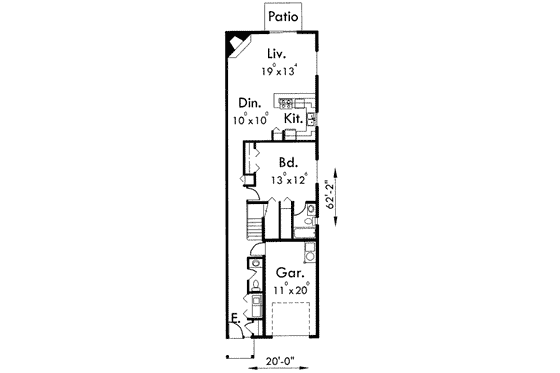 Floor Plan - Main Floor for Traditional House Plan #303-396 - 3 bed, 2.5 bath