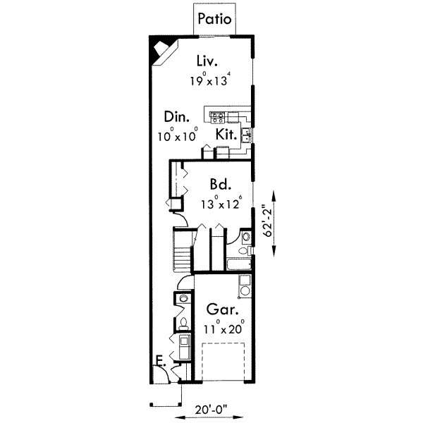 Floor Plan - Main Floor for Traditional House Plan #303-396 - 3 bed, 2.5 bath