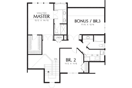 Floor Plan - Upper Floor for Traditional House Plan #48-172 - 4 bed, 3 bath