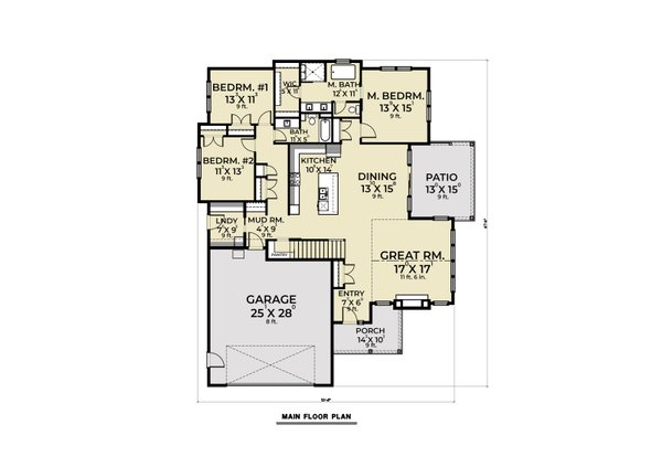 House Plan Design - Farmhouse Floor Plan - Main Floor Plan #1070-150