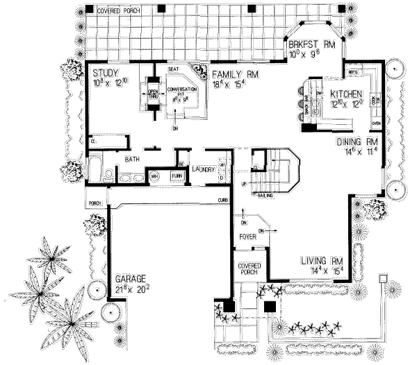 Architectural House Design - Mediterranean Floor Plan - Main Floor Plan #72-456