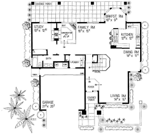 Mediterranean Floor Plan - Main Floor Plan #72-456