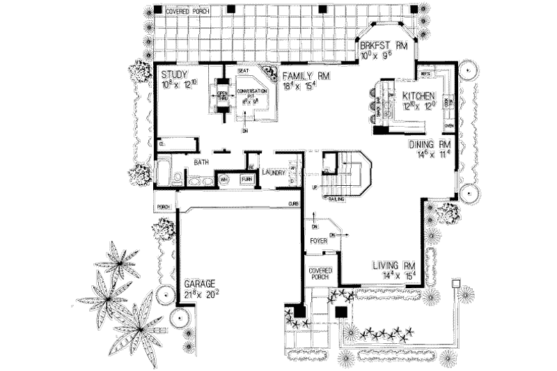 Home Plan - Floor Plan - Main Floor for Mediterranean House Plan #72-456 - 3 bed, 3 bath