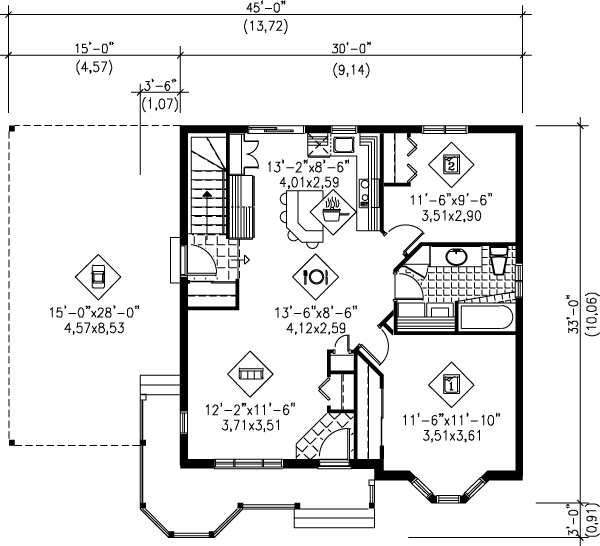 House Blueprint - Cottage Floor Plan - Main Floor Plan #25-1023