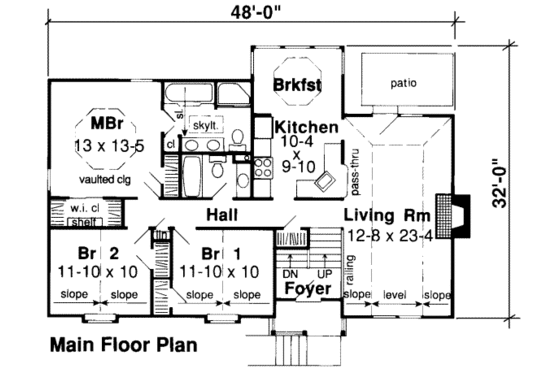 Floor Plan - Main Floor for Traditional House Plan #312-318 - 3 bed, 2 bath