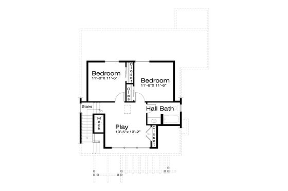Floor Plan - Upper Floor for Craftsman House Plan #434-13 - 3 bed, 2.5 bath