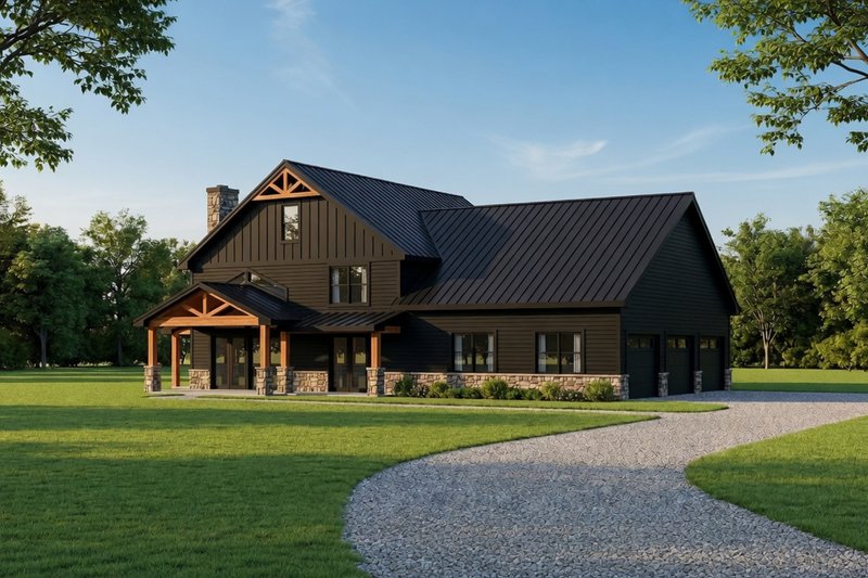 House Blueprint - Exterior - Front Elevation 2 for Barndominium House Plan #20-2624 - 3 bed, 2.5 bath