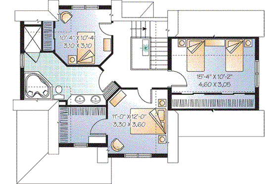 Floor Plan - Upper Floor for Southern House Plan #23-625 - 3 bed, 1.5 bath