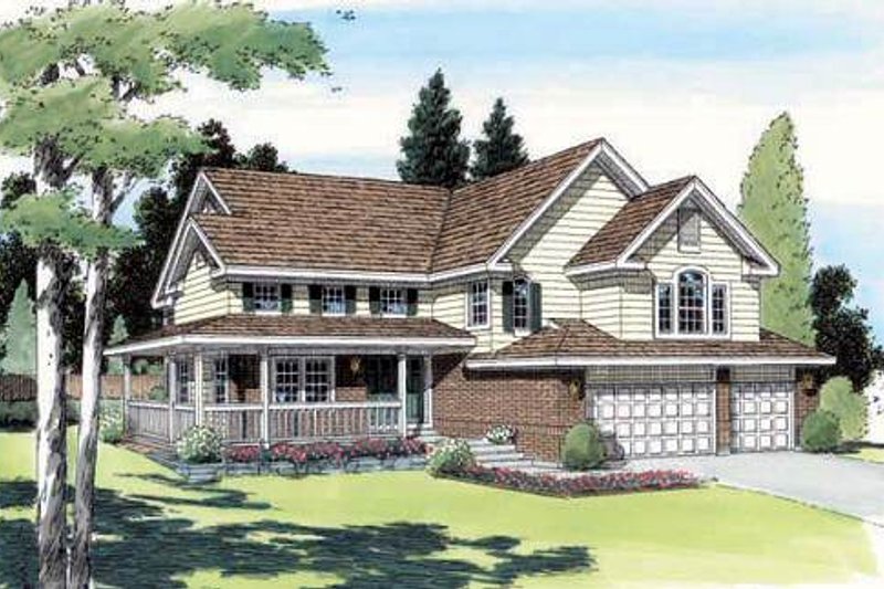Exterior - Front Elevation 2 for Country House Plan #312-601 - 3 bed, 2.5 bath