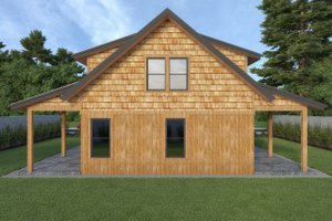 Exterior - Rear Elevation for Cabin House Plan #1070-100 - 2 bed, 2 bath