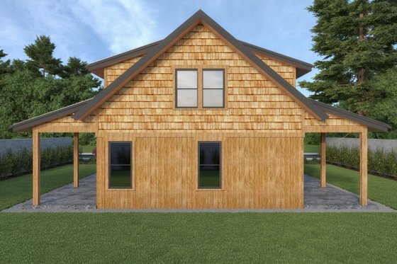Exterior - Rear Elevation for Cabin House Plan #1070-100 - 2 bed, 2 bath