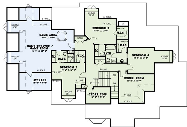 Architectural House Design - European Floor Plan - Upper Floor Plan #17-569