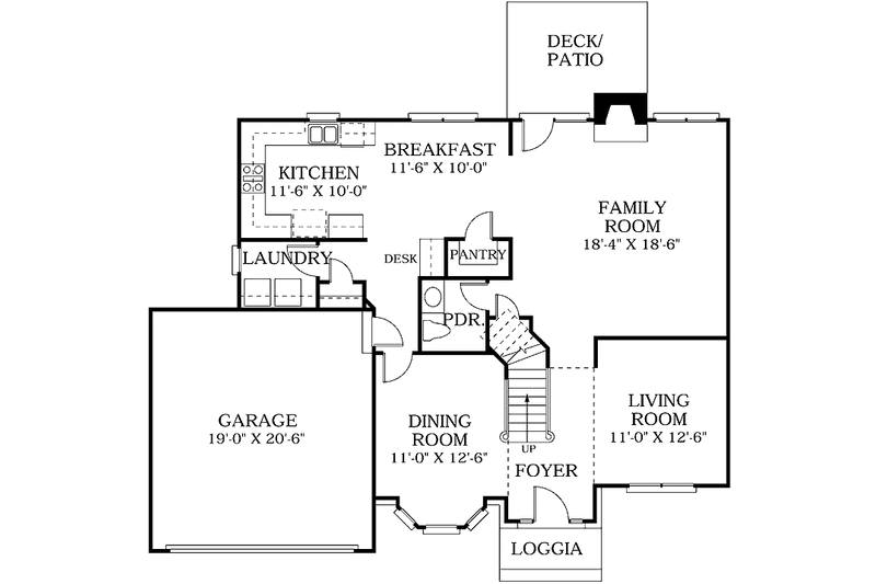 Home Plan - Floor Plan - Main Floor for Colonial House Plan #453-131 - 3 bed, 2.5 bath